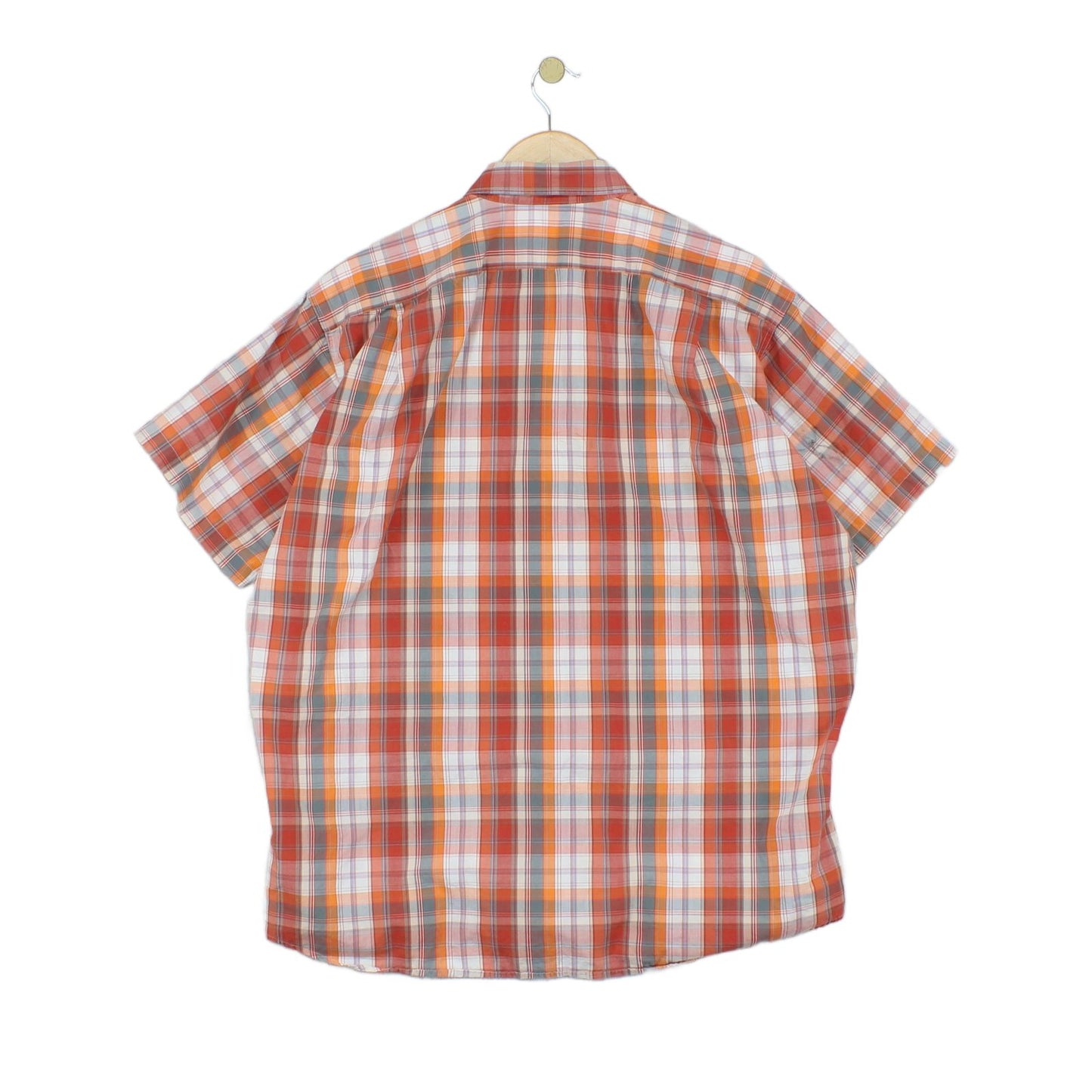 Mens Check Shirt Short Sleeve Button Up
