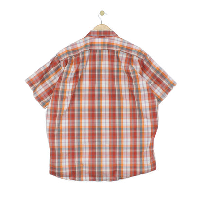 Mens Check Shirt Short Sleeve Button Up