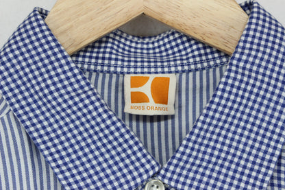 Mens Check Shirt Collared Long Sleeve