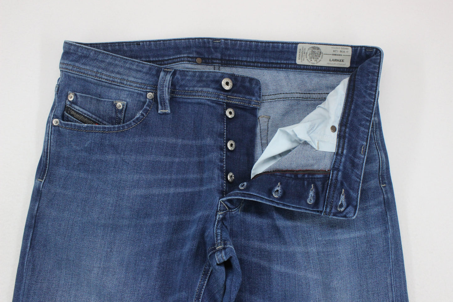 Mens Larkee Jeans Regular Straight Stretch Denim