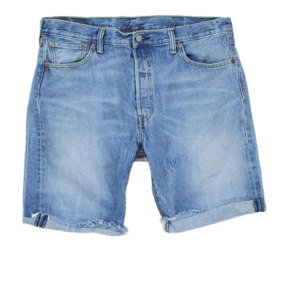 Mens Denim Shorts Classic Cut Offs Raw Hem