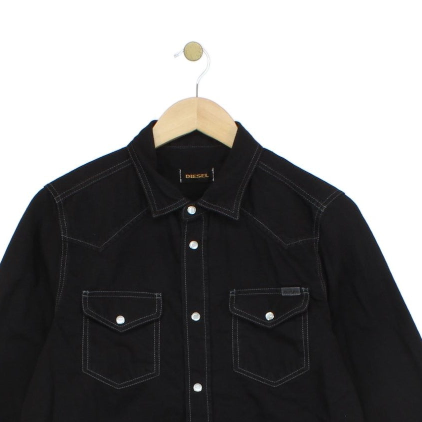 Mens Denim Shirt Long Sleeve Western Snap