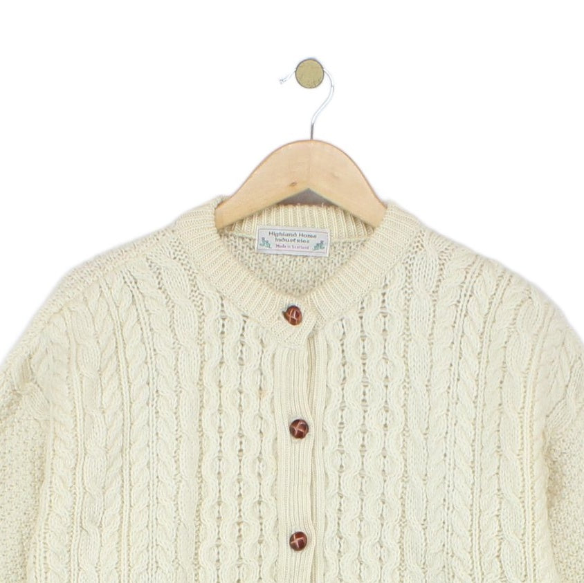 Womens Aran Knit Cardigan Uk Made Button