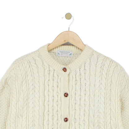 Womens Aran Knit Cardigan Uk Made Button