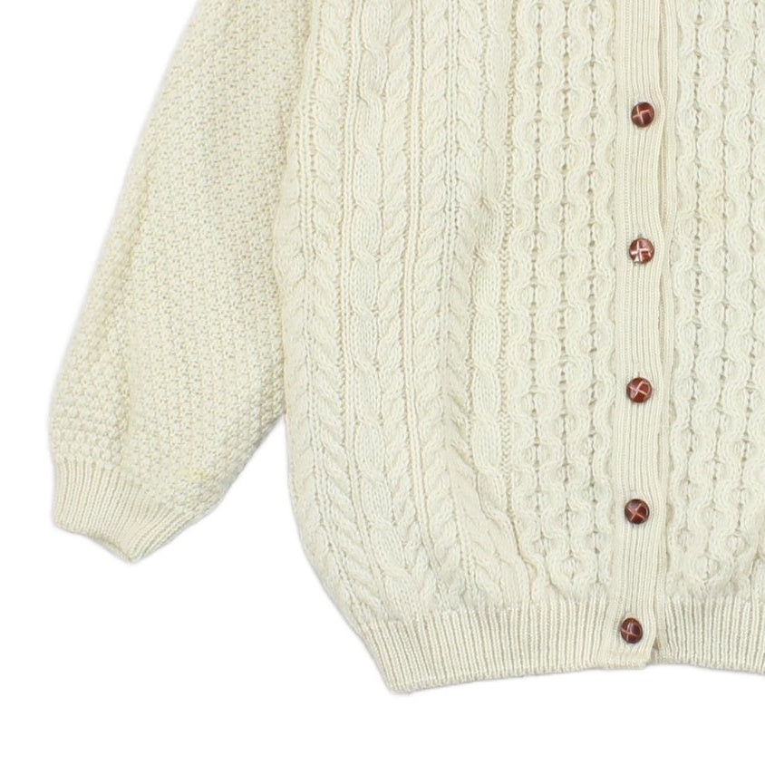Womens Aran Knit Cardigan Uk Made Button