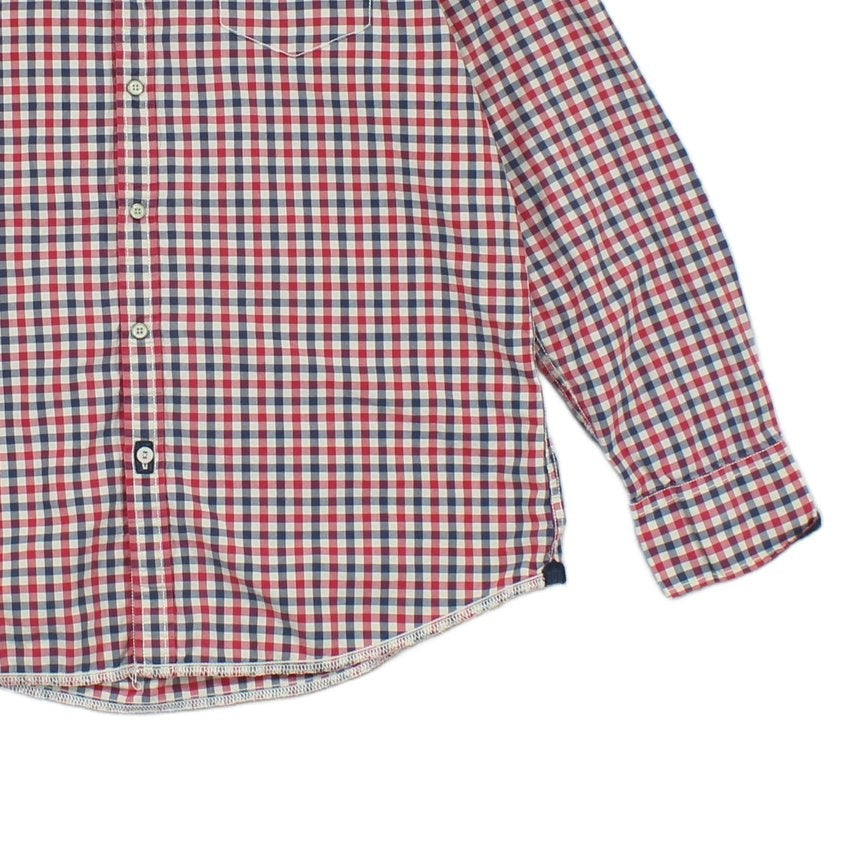Mens Check Shirt Long Sleeve Snap