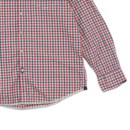 Mens Check Shirt Long Sleeve Snap