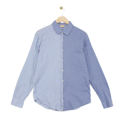 Mens Check Shirt Collared Long Sleeve