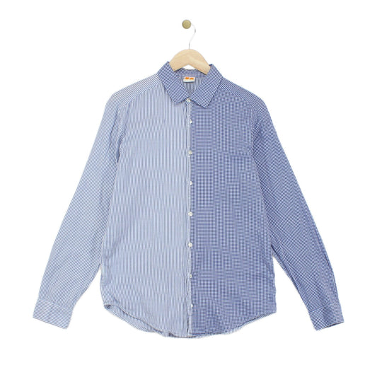 Mens Check Shirt Collared Long Sleeve