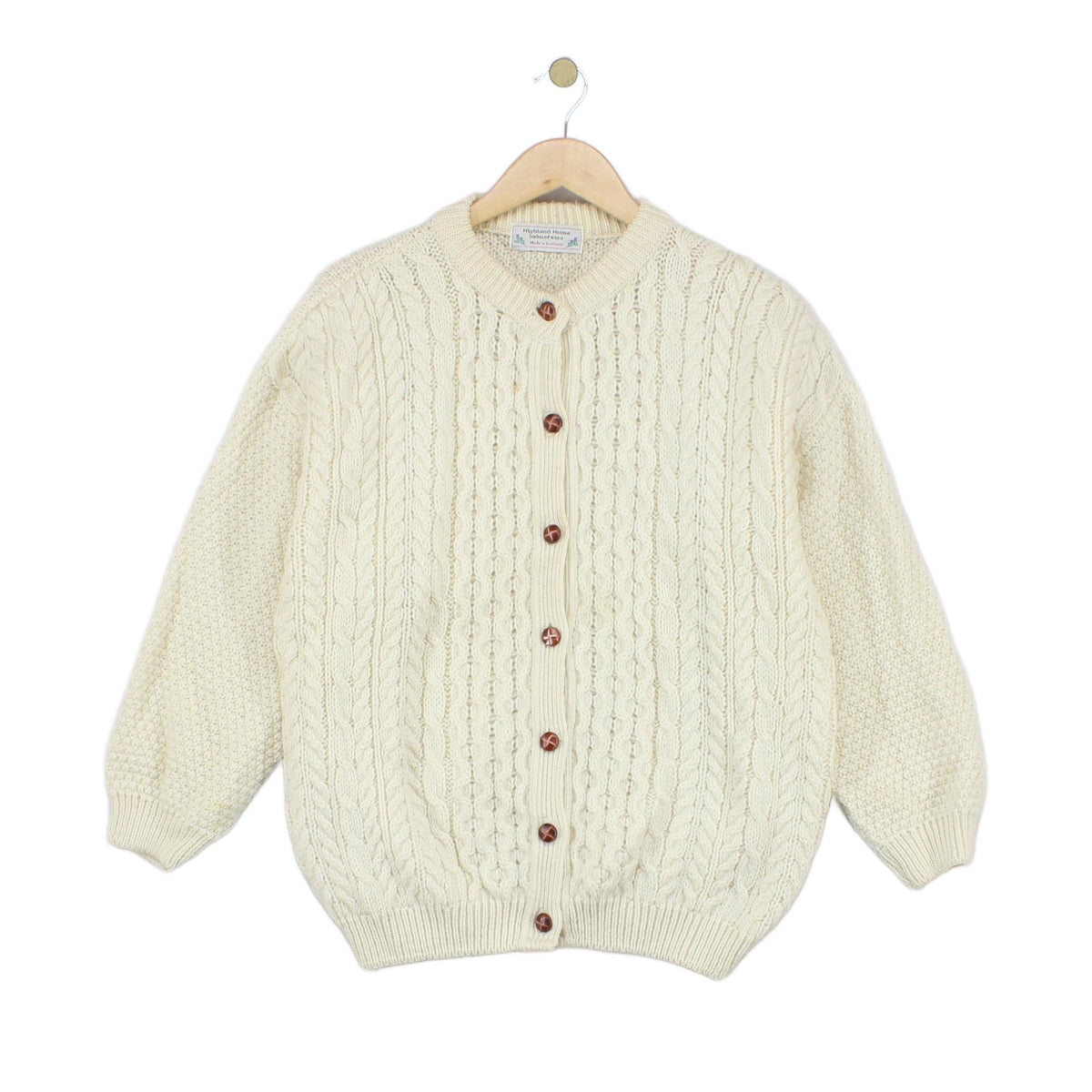 Womens Aran Knit Cardigan Uk Made Button