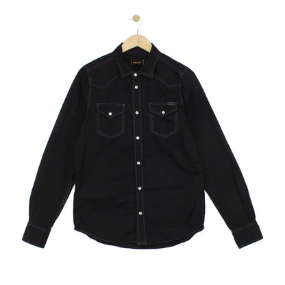 Mens Denim Shirt Long Sleeve Western Snap
