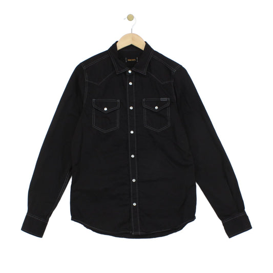 Mens Denim Shirt Long Sleeve Western Snap