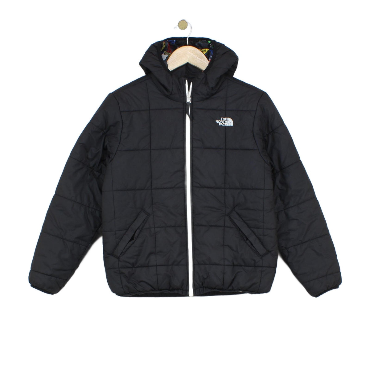 Boys Quilted Jacket Hooded Full Zip Reversible