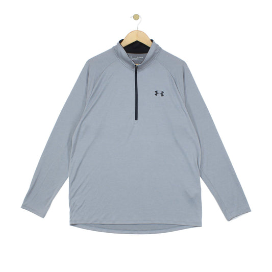 Mens 1/4 Zip T-Shirt Athletic Loose Fit Long Sleeve