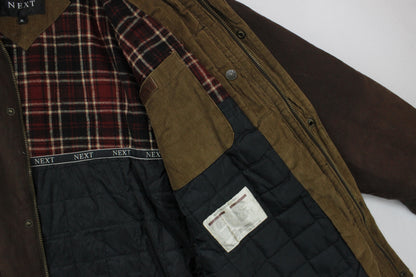 Mens Waxed Jacket Corduroy Collar Plaid Lining