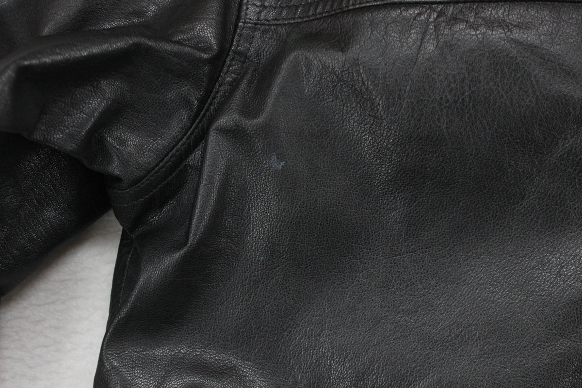 Mens Leather Jacket Button Collared
