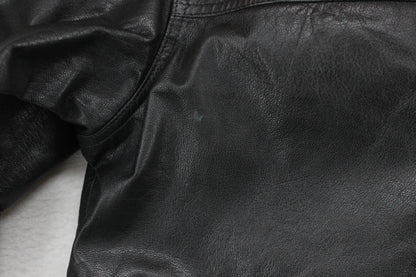 Mens Leather Jacket Button Collared