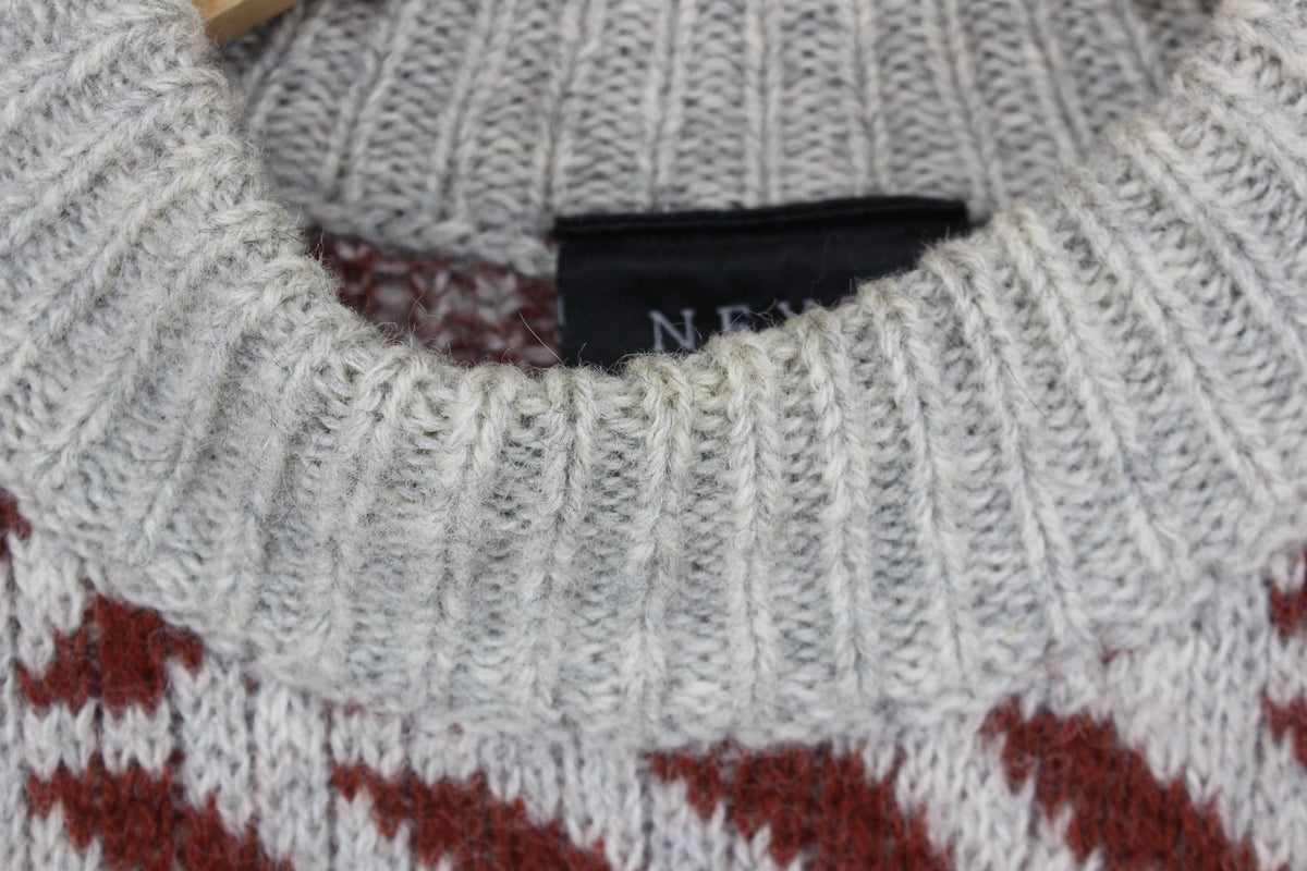 Mens Jumper Chunky Knit Patterned Wool