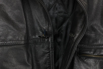 Mens Leather Jacket Button Collared