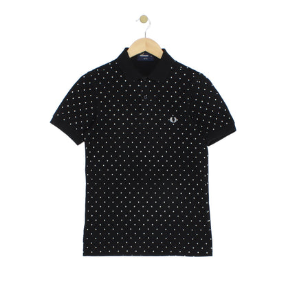Mens Polka Dot Polo Shirt Slim Fit Short Sleeve