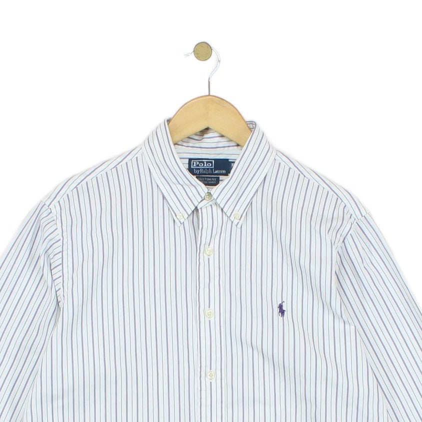 Mens Striped Shirt Custom Fit Button Down