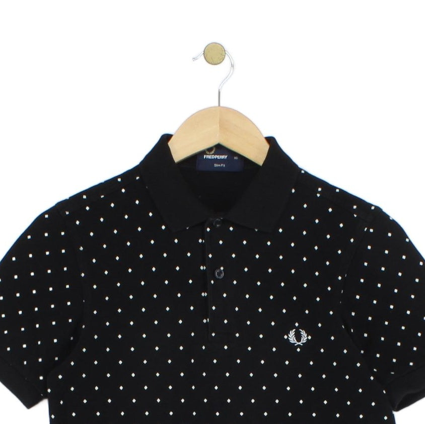 Mens Polka Dot Polo Shirt Slim Fit Short Sleeve