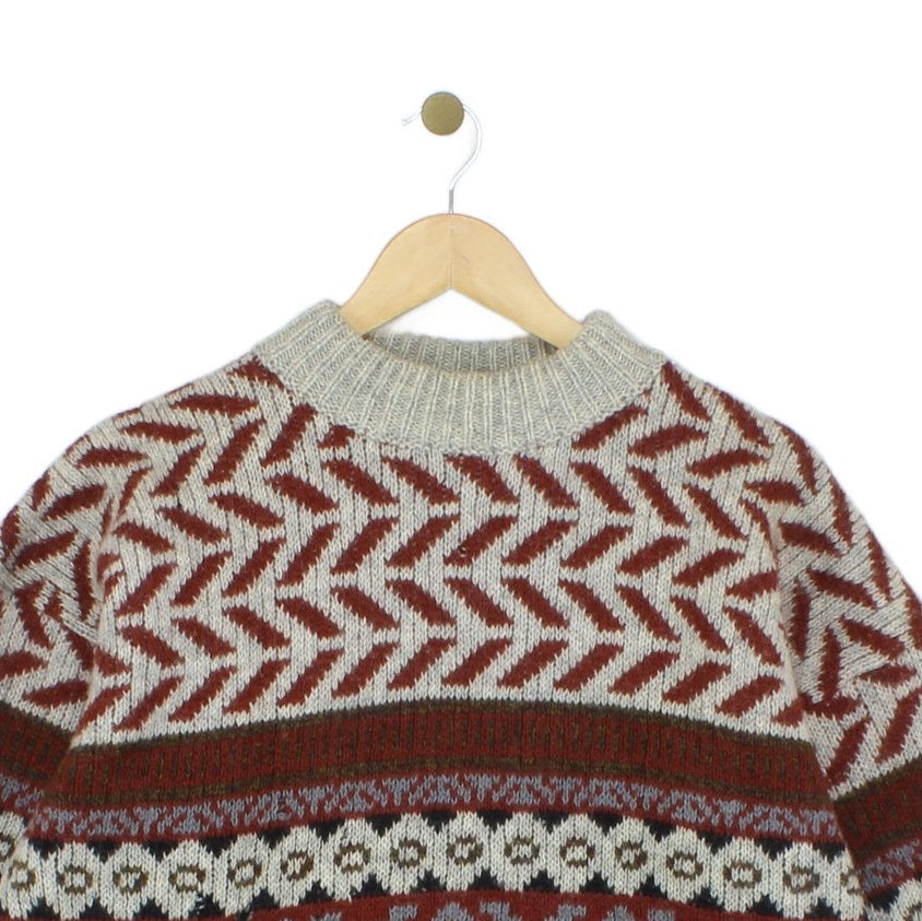 Mens Jumper Chunky Knit Patterned Wool