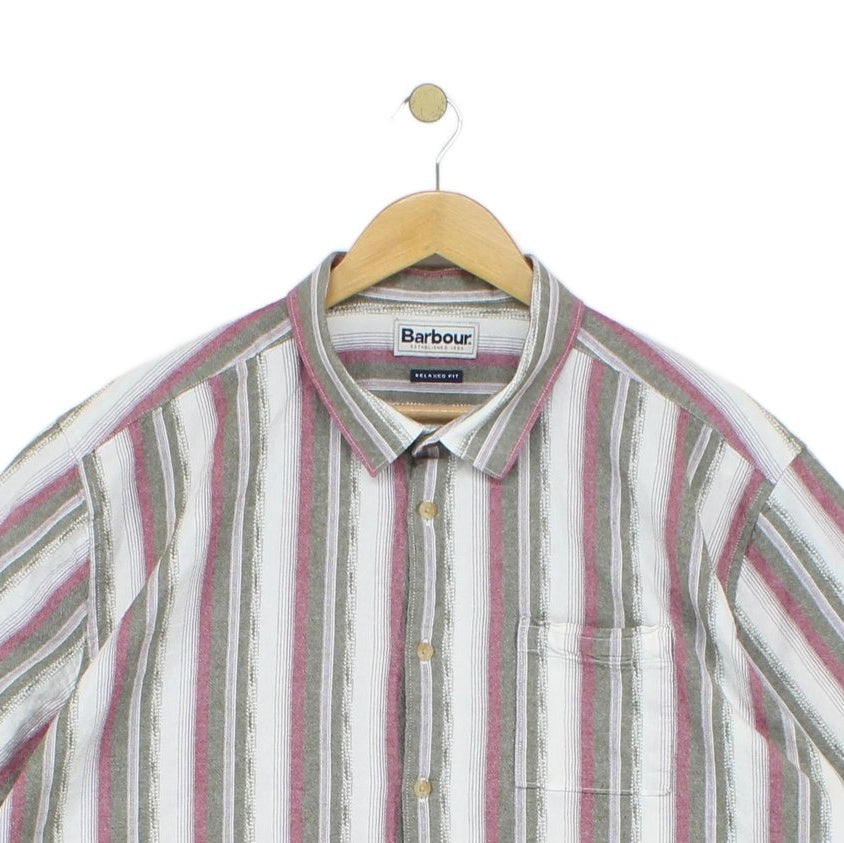 Mens Striped Shirt Short Sleeve Relaxed Fit
