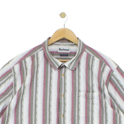 Mens Striped Shirt Short Sleeve Relaxed Fit