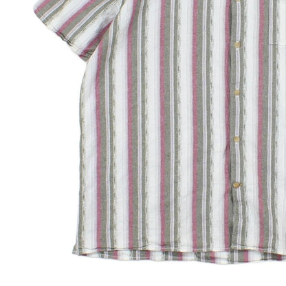 Mens Striped Shirt Short Sleeve Relaxed Fit