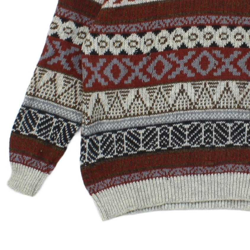 Mens Jumper Chunky Knit Patterned Wool