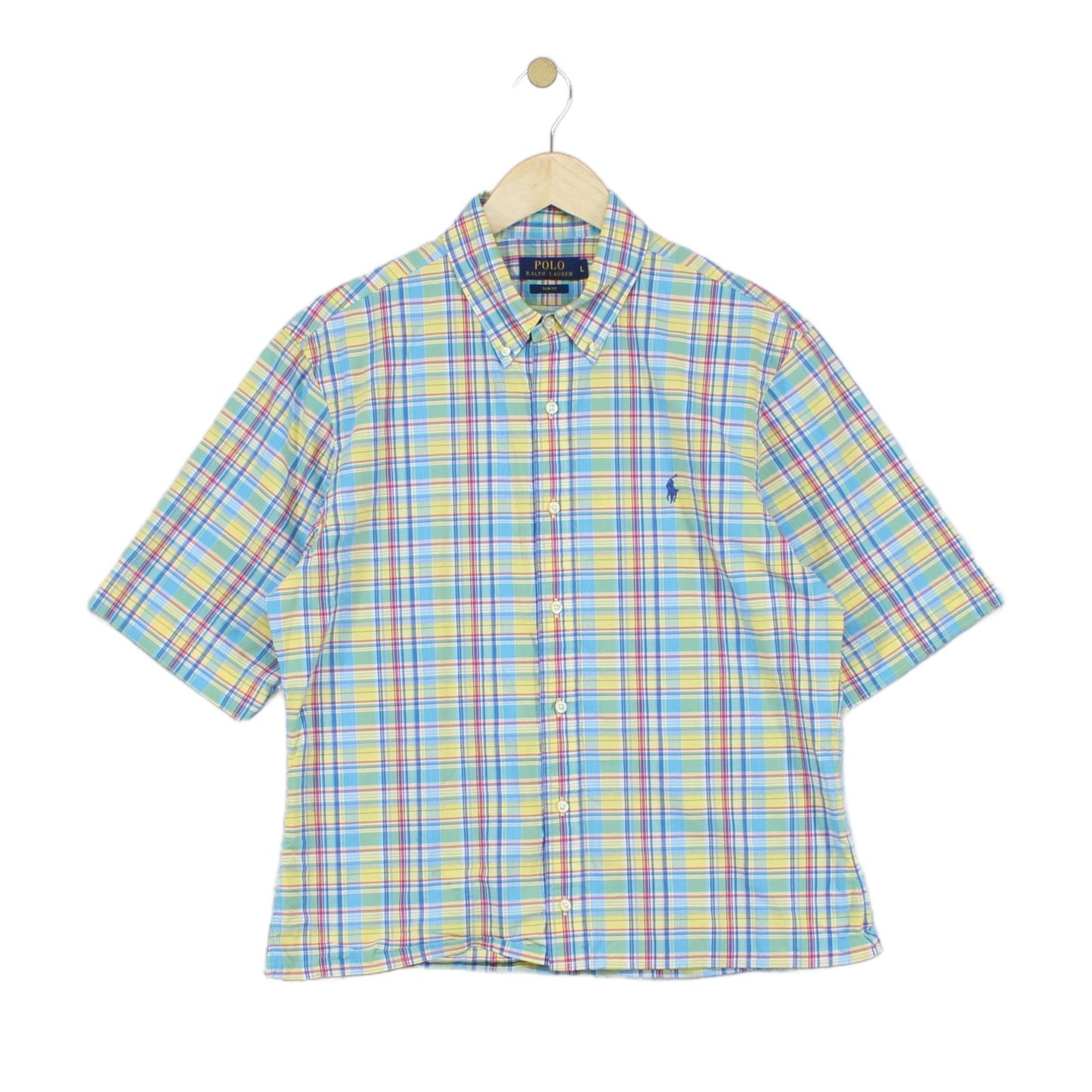 Mens Plaid Shirt Short Sleeve Slim Fit Boxy