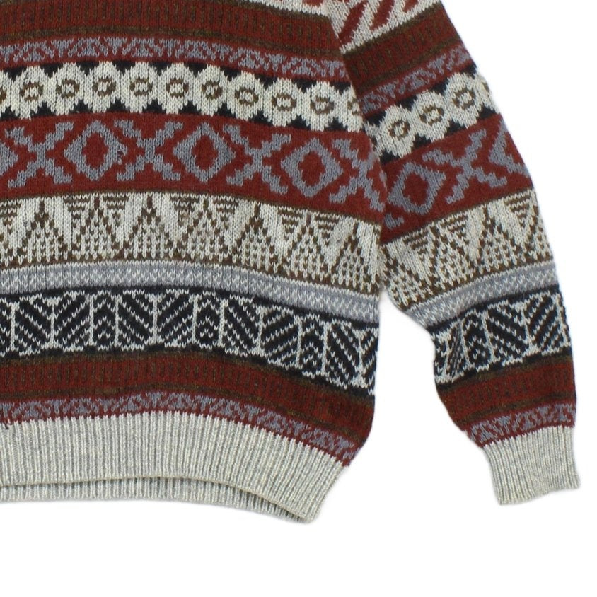 Mens Jumper Chunky Knit Patterned Wool