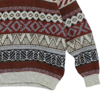Mens Jumper Chunky Knit Patterned Wool