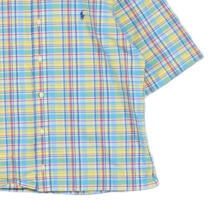 Mens Plaid Shirt Short Sleeve Slim Fit Boxy