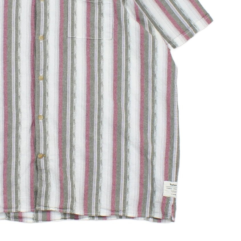 Mens Striped Shirt Short Sleeve Relaxed Fit
