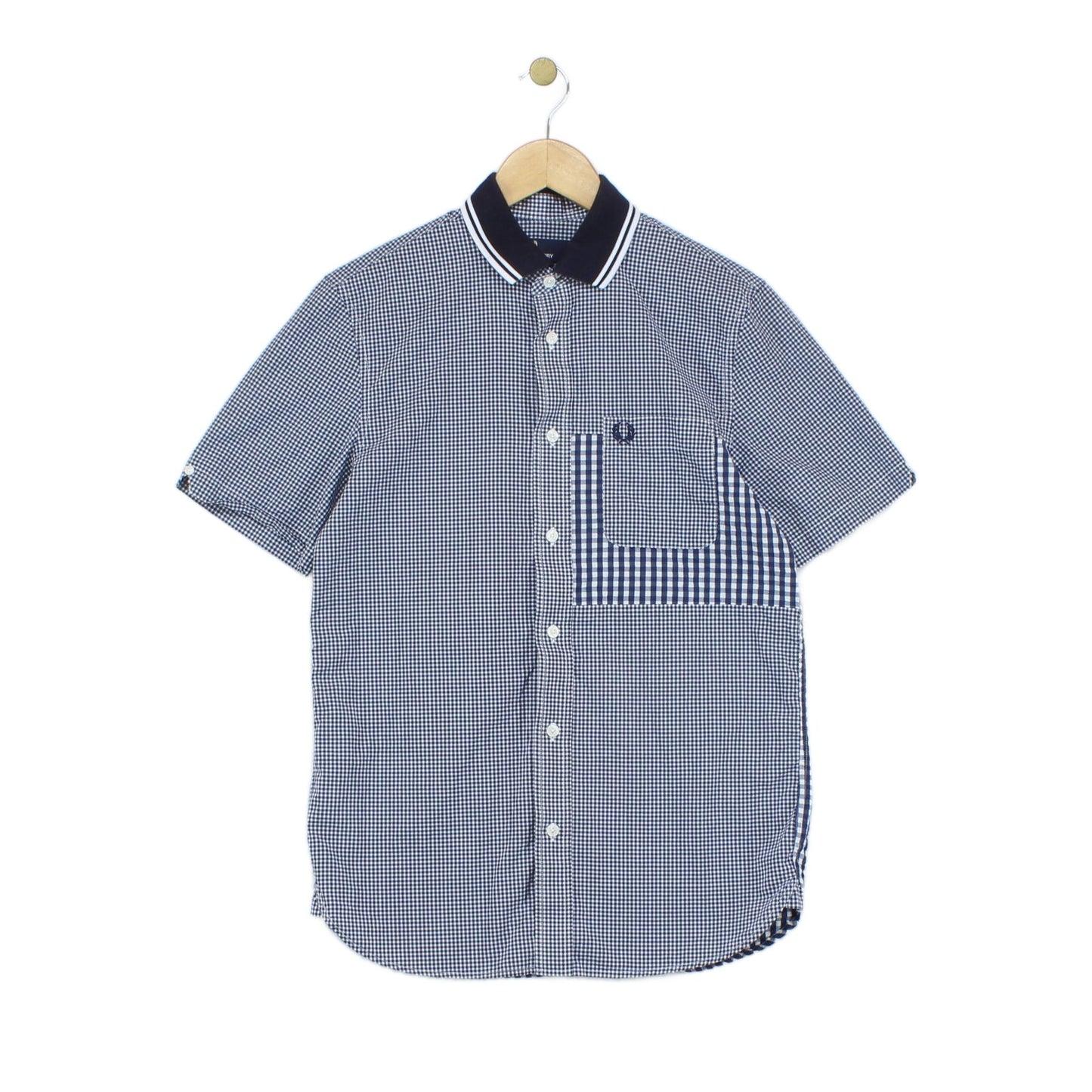 Mens Check Shirt Gingham Short Sleeve