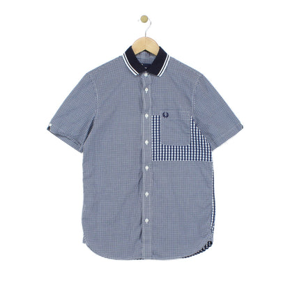 Mens Check Shirt Gingham Short Sleeve
