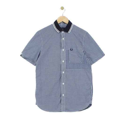 Mens Check Shirt Gingham Short Sleeve