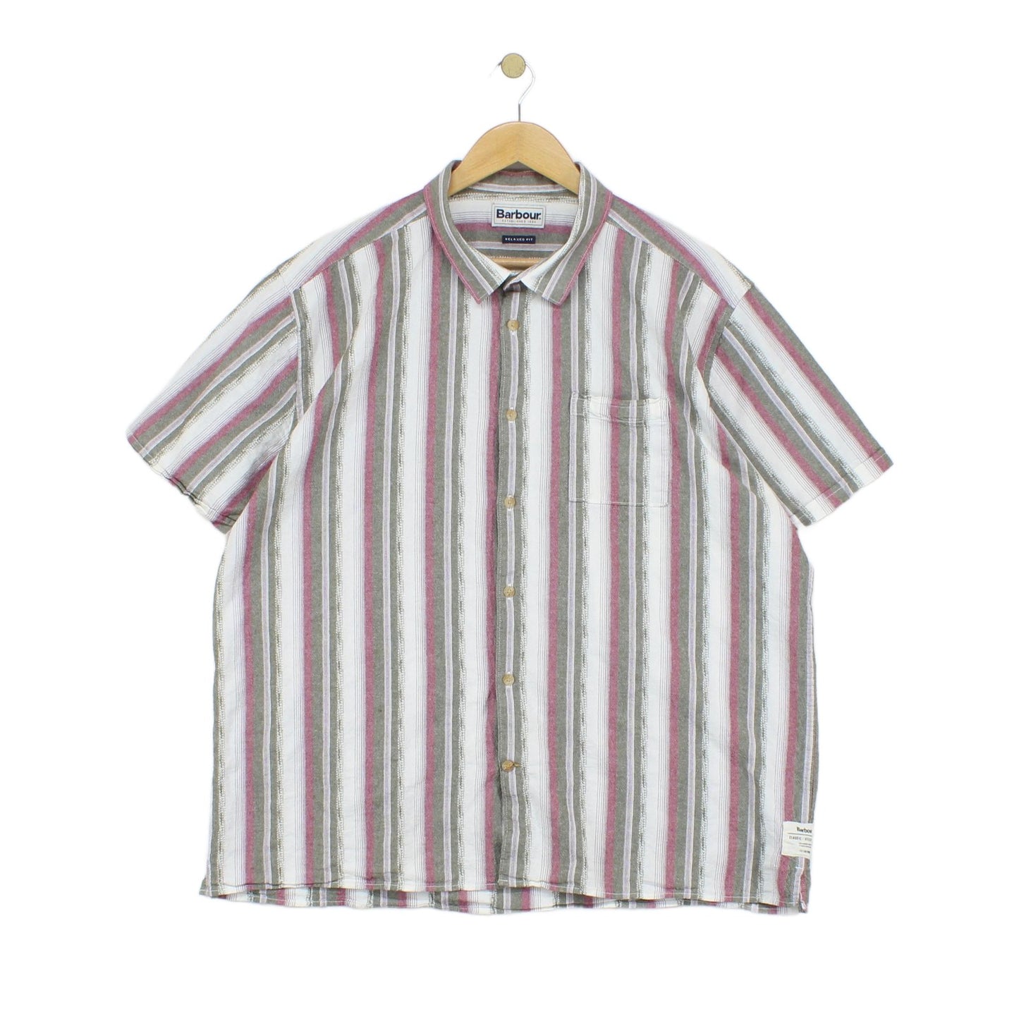 Mens Striped Shirt Short Sleeve Relaxed Fit
