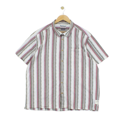 Mens Striped Shirt Short Sleeve Relaxed Fit