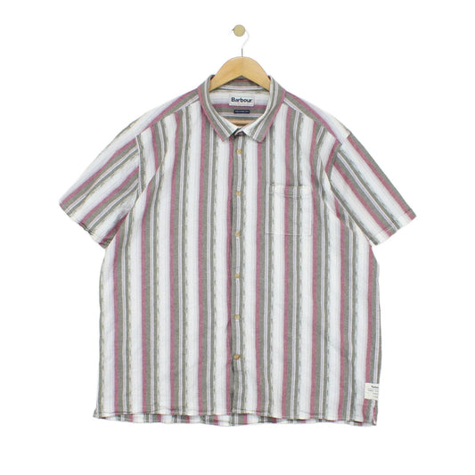 Mens Striped Shirt Short Sleeve Relaxed Fit