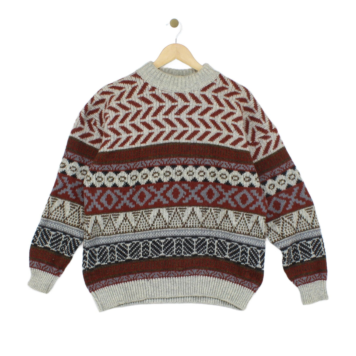 Mens Jumper Chunky Knit Patterned Wool