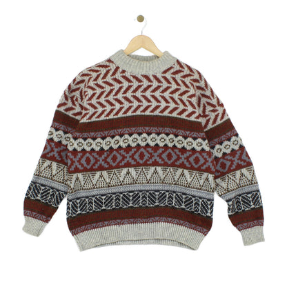 Mens Jumper Chunky Knit Patterned Wool
