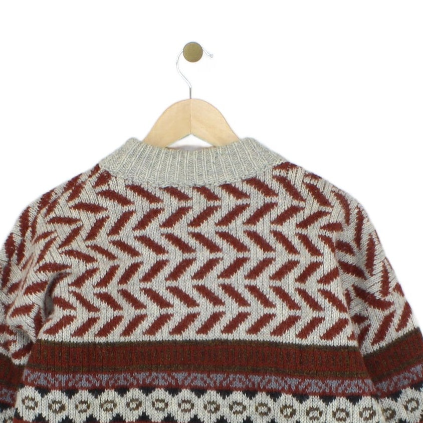 Mens Jumper Chunky Knit Patterned Wool
