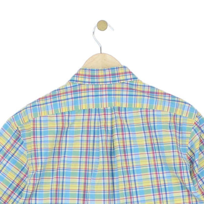 Mens Plaid Shirt Short Sleeve Slim Fit Boxy