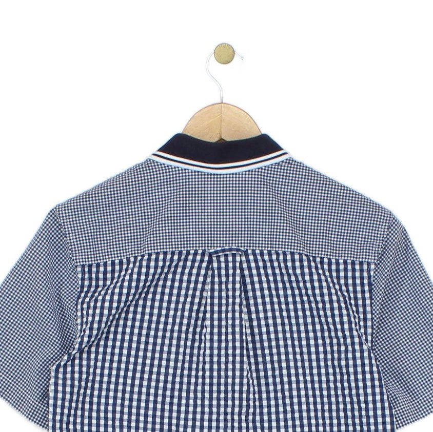 Mens Check Shirt Gingham Short Sleeve
