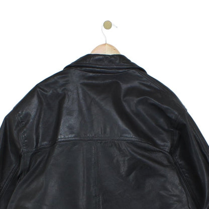 Mens Leather Jacket Button Collared