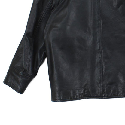 Mens Leather Jacket Button Collared