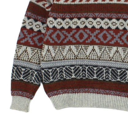 Mens Jumper Chunky Knit Patterned Wool
